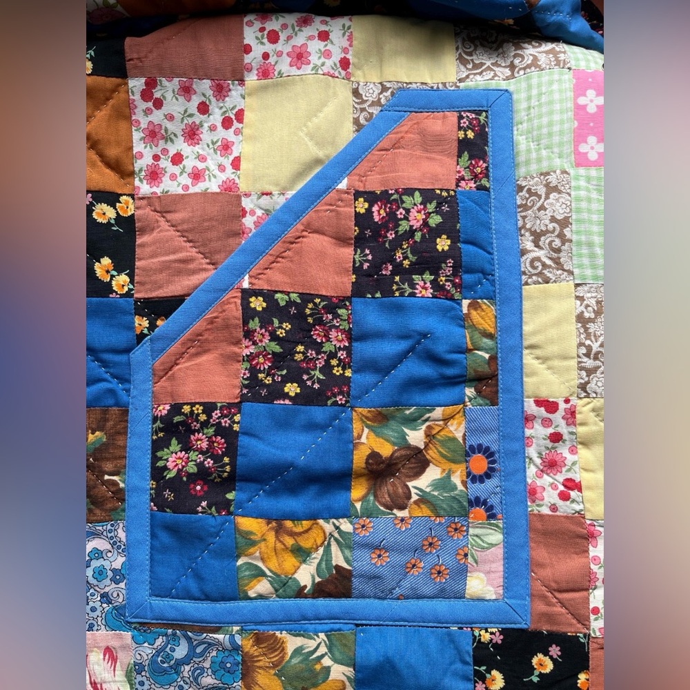 Upcycled vintage patchwork quilt chore coat, ladies' size L-2XL - Picture 8 of 11